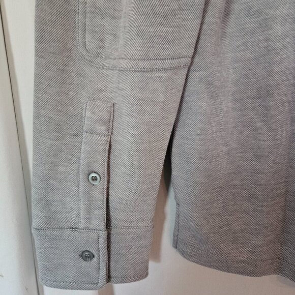 Harriton Men Stain Repel Workshirt Medium Light Charcoal Button Down Long Sleeve - Picture 4 of 8